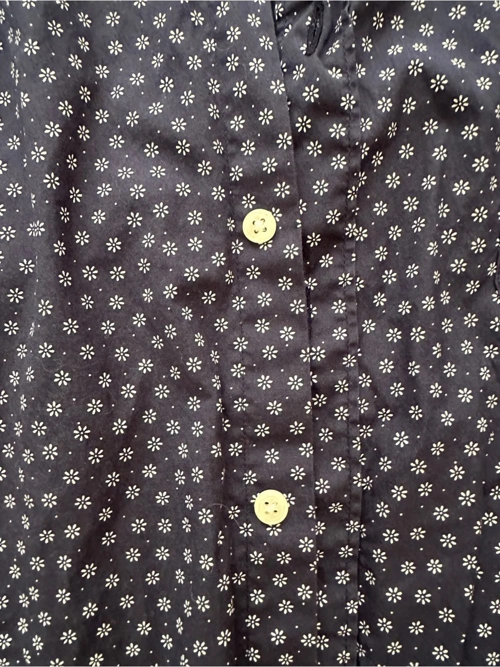 J. Crew Navy Button-Down Shirt with White Floral Print